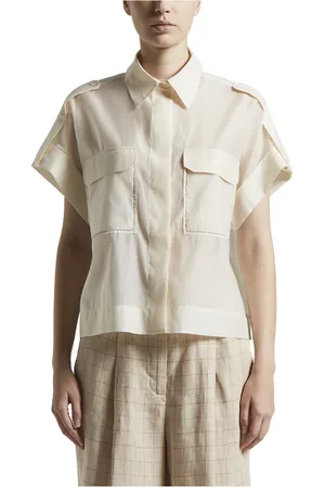 PESERICO SIGN Bluser & Skjorter, Dame, , XL, Bomuld, Mat silke-bomuld organza skjorte