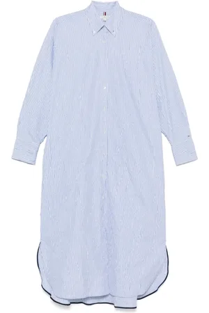 Tommy Hilfiger Kjole, Dame, Blå, XS, Lysblå Button-Down Skjorte