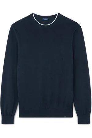 Paul & Shark Strik, Herre, Blå, M, Bomuld, Bomuld og silke crew neck sweater