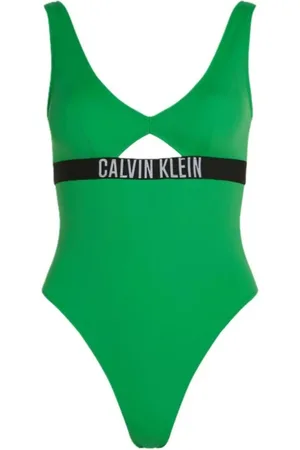 Calvin Klein Badetøj, Dame, Grøn, L, Nylon, Modepasformet badedragt
