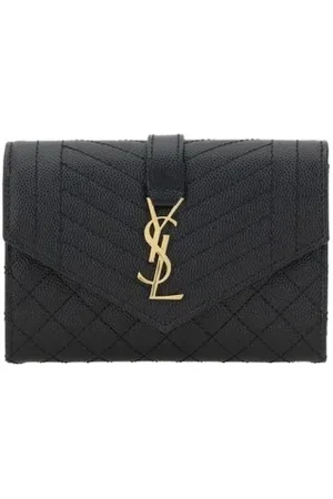 Saint Laurent Tilbehør, Dame, Sort, ONE SIZE, Læder, Ikonisk Logo Læderkortholder