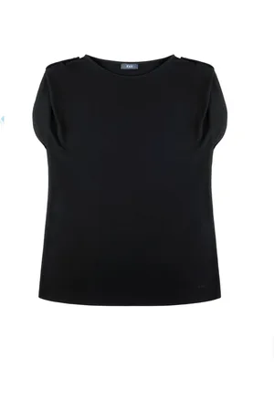 FAY Bluser & Skjorter, Dame, Sort, S, Uld, Sort Stretch Jersey Kortærmet Skjorte