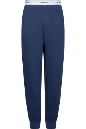 Calvin Klein Bukser, Herre, Blå, L, Blå Jogger Bukser med Logo Print