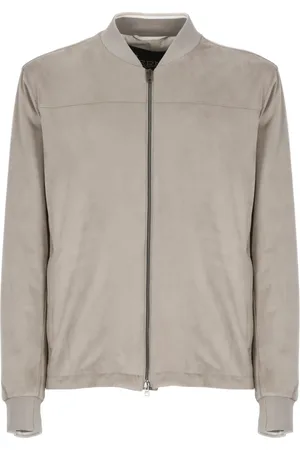 HERNO Jakke, Herre, Grå, M, Suede, Suede Effect Jakke med Crew Neck