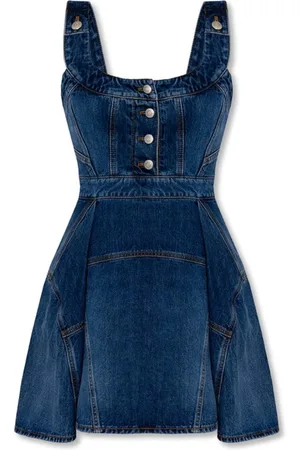 Alexander McQueen Kjole, Dame, Blå, 3XS, Denim, Blå Denim Mini Kjole Aw23