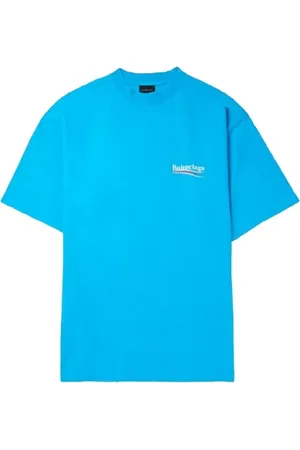 Balenciaga Top, Herre, Blå, S, Blå Vintage Jersey Rund Hals T-Shirt