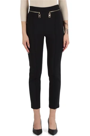 Elisabetta Franchi Bukser, Dame, Sort, L, Polyester, Straight crepe bukser med dekorativ lynlås