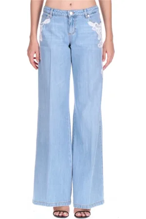 ERMANNO SCERVINO Jeans, Dame, Blå, L, Denim, Celeste Denim Blonde Wide Leg Jeans