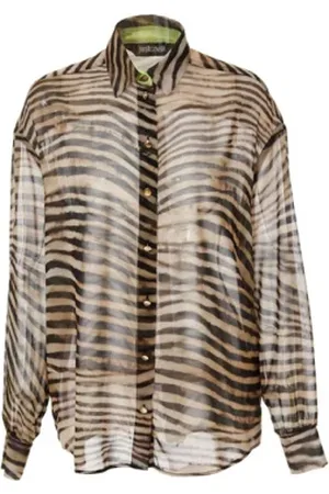 Roberto Cavalli Bluser & Skjorter, Dame, Brun, XS, Tiger Skin Skjorte - Fed Stil