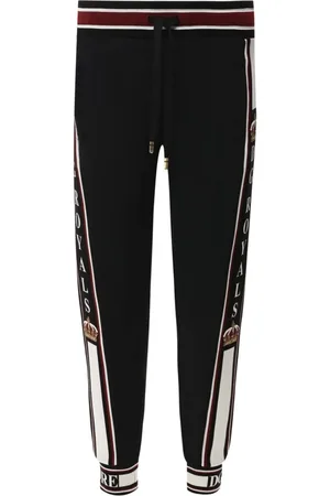 Dolce & Gabbana Bukser, Herre, Sort, XS, Uld, Sort Logo Bukser Stilfulde Herre Bukser