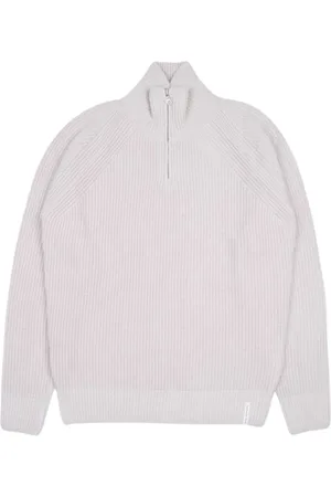 BROOKSFIELD Strik, Herre, Grå, L, Cashmere, Kashmir Ribbet Half-Zip Sweater
