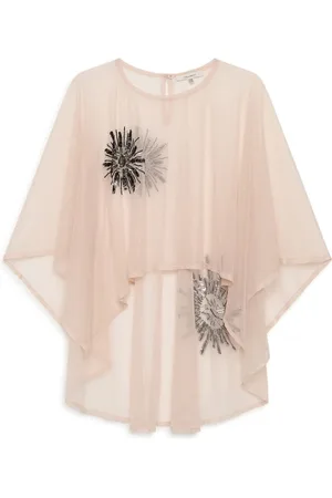Maliparmi Bluser & Skjorter, Dame, Lyserød, ONE SIZE, Nylon, Nylon Tapioca Blomster Cape