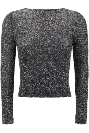 Balenciaga Top, Dame, Sort, S, Glitrende Paillet Rund Hals Top