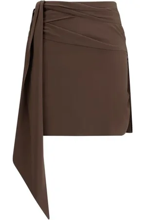 Prada Nederdel, Dame, Brun, S, Asymmetrisk Silke Mini Nederdel