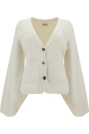 Khaite Strik, Dame, Hvid, S, Cashmere, Kashmir Scarlet Cardigan, V-hals Stil