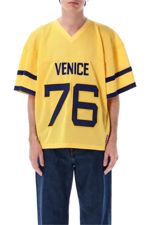 ERL Top, Herre, Gul, M, Polyester, Gul Fodboldtrøje med Venice 76 Motiv