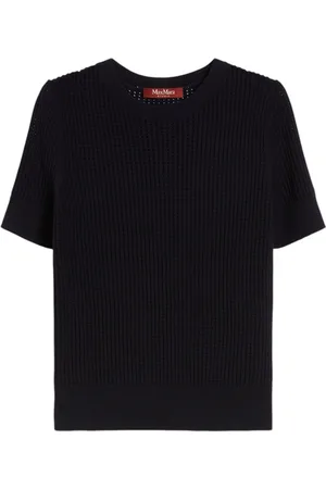 Max Mara Strik, Dame, Blå, S, Uld, Stilfuldt Strikketop