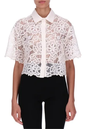 ERMANNO SCERVINO Bluser & Skjorter, Dame, Hvid, XS, Blonde Crop Skjorte i Ecru
