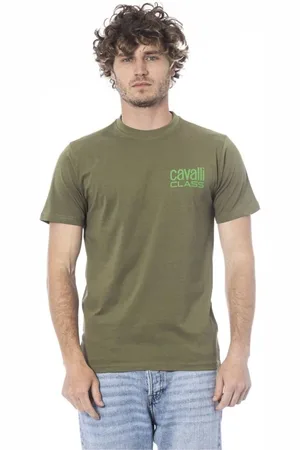 Roberto Cavalli Top, Herre, Grøn, 2XL, Bomuld, Grøn Logo Bomuld T-shirt Mænd