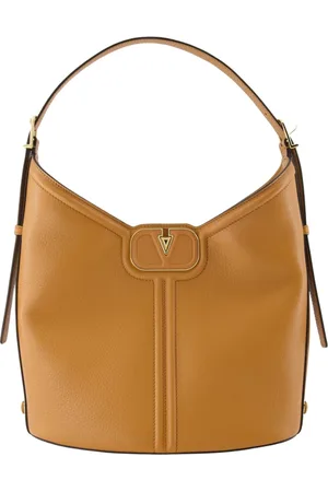 VALENTINO GARAVANI Taske, Dame, Brun, ONE SIZE, Uld, Grained Leather Hobo Taske med VLogo