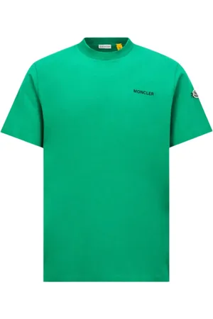 Moncler Top, Herre, Grøn, M, Bomuld, Logo Bomuld T-shirt med Minimalistisk Stil