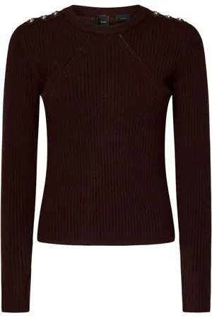 Pinko Strik, Dame, Brun, M, Uld, Stilfulde Sweaters til et Trendy Look