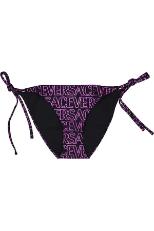 VERSACE Badetøj, Dame, Lilla, L, Nylon, Monogram Bikini Bund med Sløjfe Snore