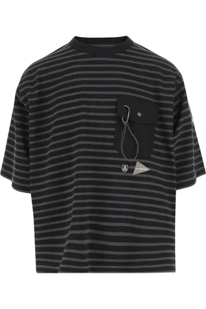 and wander Top, Herre, Sort, L, Bomuld, Stribet Logo Print Bomuld T-shirt