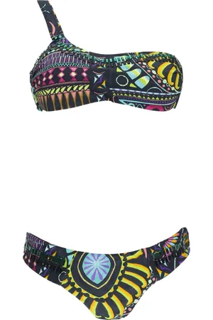 MISS BIKINI Badetøj, Dame, Flerfarvet, S, Geometrisk Bikini Sæt med Juvel Detaljer