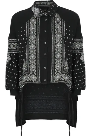 Pinko Bluser & Skjorter, Dame, Sort, 2XS, Sort viskose skjorte med Paisley mønster