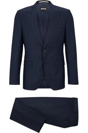 HUGO BOSS Jakkesæt, Herre, Blå, XL, Uld, Enkeltknappet jakkesæt