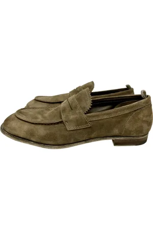 Officine creative Sko, Herre, Grøn, 45 EU, Læder, Velour Loafer Olivbeige Lædersål