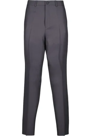Dior Bukser, Herre, Grå, L, Uld, Straight Cut Uldbukser med Piping