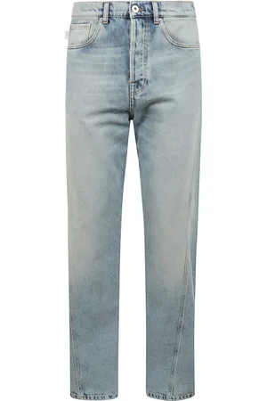 Lanvin Jeans, Herre, Blå, W32, Uld, Straight Jeans med Logo Patch