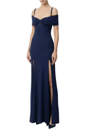 Elisabetta Franchi Kjole, Dame, Blå, S, Elegant Blomsterprint Kjole
