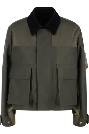 SACAI Jakke, Dame, Grøn, M, Nylon, Velour Krave Nylon Jakke