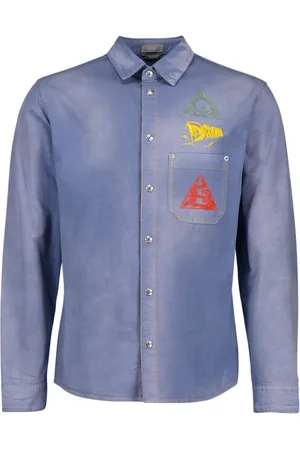 Dior Skjorte, Herre, Blå, XL, Denim, Klassisk Blå Denim Skjorte