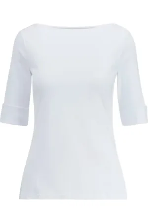 Ralph Lauren Top, Dame, Hvid, L, Bomuld, 94% Bomuld 6% Elastan