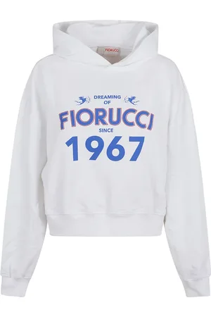 Fiorucci Sweathshirts & Hoodies, Dame, Hvid, M, Bomuld, Drømmer 1967 Grafisk Crop Hoodie