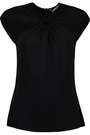 Stella McCartney Bluser & Skjorter, Dame, Sort, XS, V-hals Kortærmet Viskose Bluse