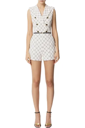 Elisabetta Franchi Jumpsuits & Playsuits, Dame, Hvid, M, Uld, Stilfuld 96% Polyester 4% Elastan Kjole