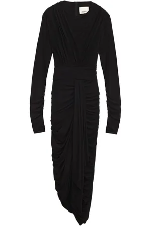 Isabel Marant Kjole, Dame, Sort, XS, Sort Draperet Kjole med Samlet Detaljering