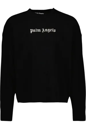 Palm Angels Sweathshirts & Hoodies, Herre, Sort, XL, Uld, Logo Strik Trøje