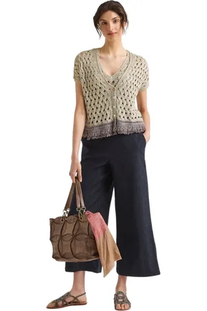 Maliparmi Strik, Dame, Gul, L, Metallic Cardigan i Old Gold