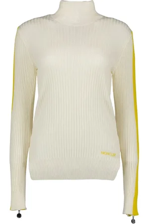 Moncler Strik, Dame, , M, Uld, Slim Fit Turtleneck Sweater with Zipper