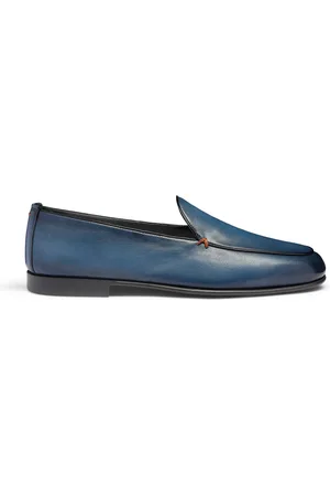santoni Sko, Herre, Blå, 40 1/2 EU, Læder, Herres læder loafer