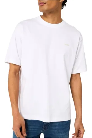 HUGO BOSS Top, Herre, Hvid, XL, Bomuld, Surfaceshort Grafisk Print T-Shirt