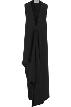 Sportmax Kjole, Dame, Sort, 2XS, Asymmetrisk Viskose Twill Kjole Sort