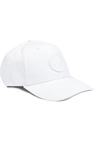 Stone Island Tilbehør, Herre, Hvid, ONE SIZE, Bomuld, Hvid Baseball Kanvas Logo Patch Hat
