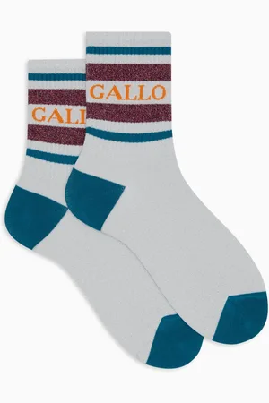 Gallo Undertøj, unisex, Flerfarvet, S, Bomuld, Unisex korte hvide bomuld og glitter sokker med tofarvet stribe mønster